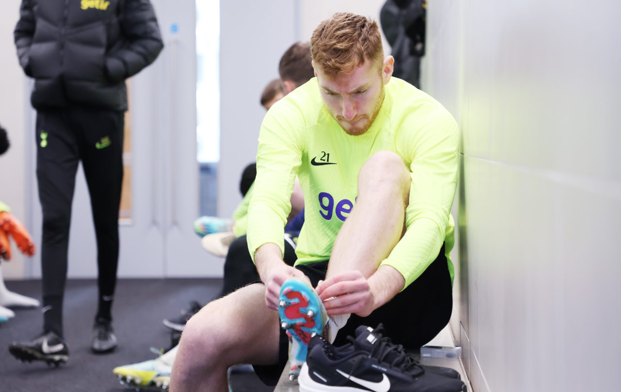 Dejan Kulusevski of Tottenham Hotspur during the Tottenham Hotspur training session at Tottenham Hotspur Training Centre on March 30, 2023 in Enfie...