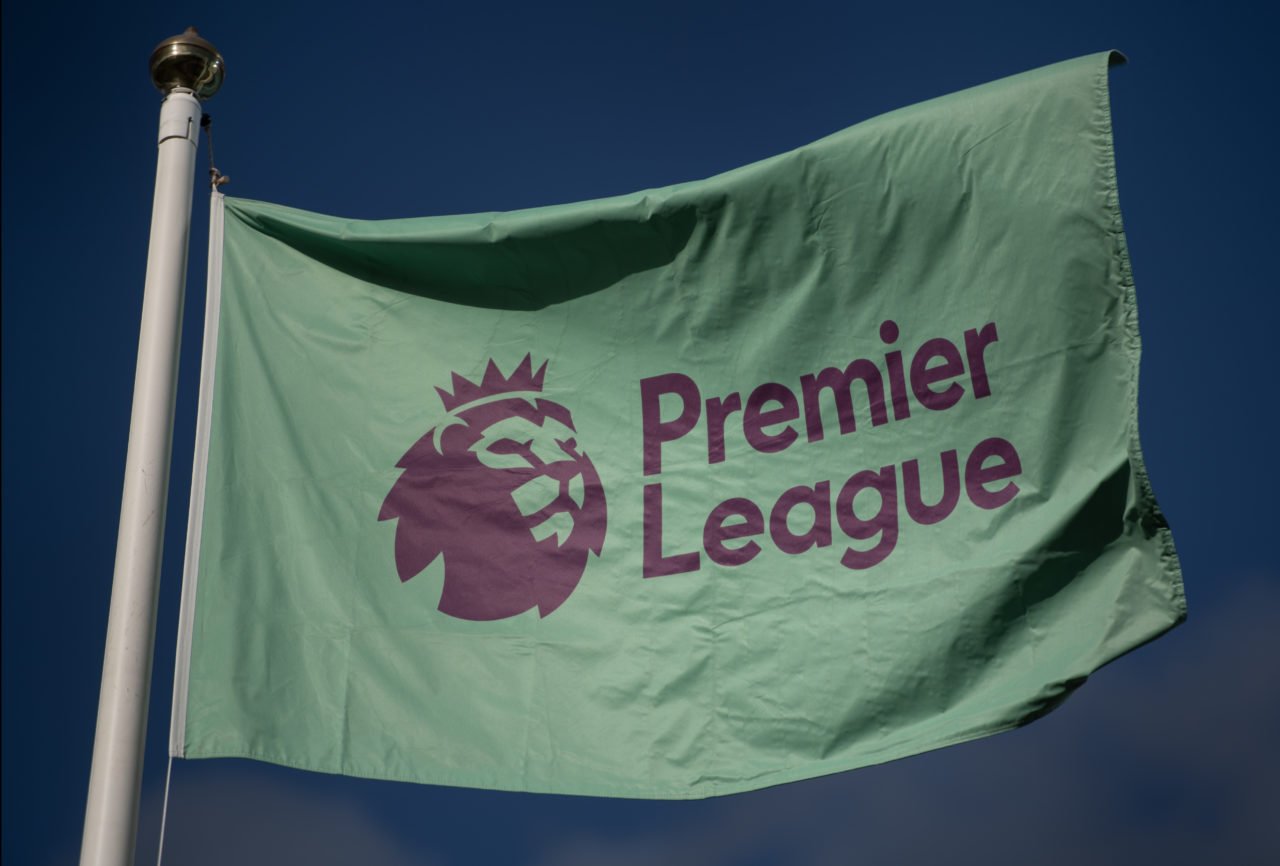 The official Premier League badge on a flag ahead of the Premier League match between Leicester City and Liverpool FC at The King Power Stadium on ...