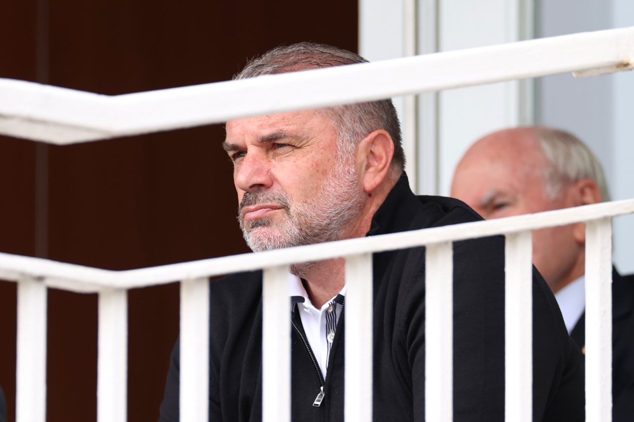 Newly appointed Tottenham Hotspur Manager, Ange Postecoglou looks on during Day Three of the LV= Insurance Ashes 2nd Test match between England and...