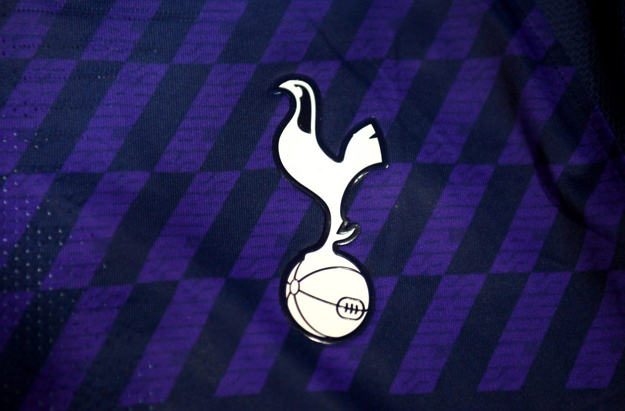 Detail of the Tottenham Hotspur badge on the kit is seen in the Tottenham Hotspur dressing room prior to the UEFA Champions League group B match be...