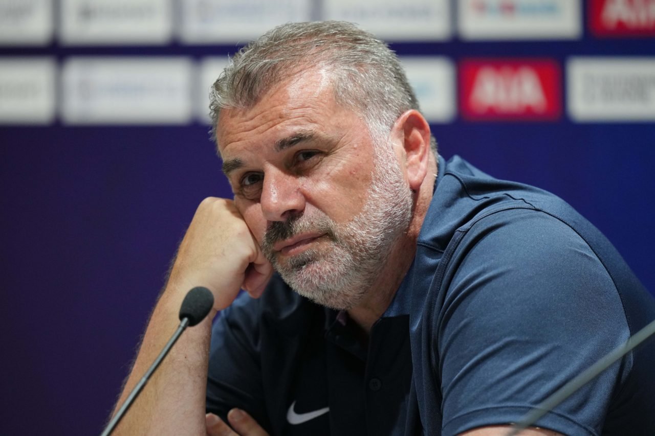 Ange Postecoglou, head coach of Tottenham Hotspur during the pre-match press conference between Tottenham Hotspur and Leicester City, pre-season fr...