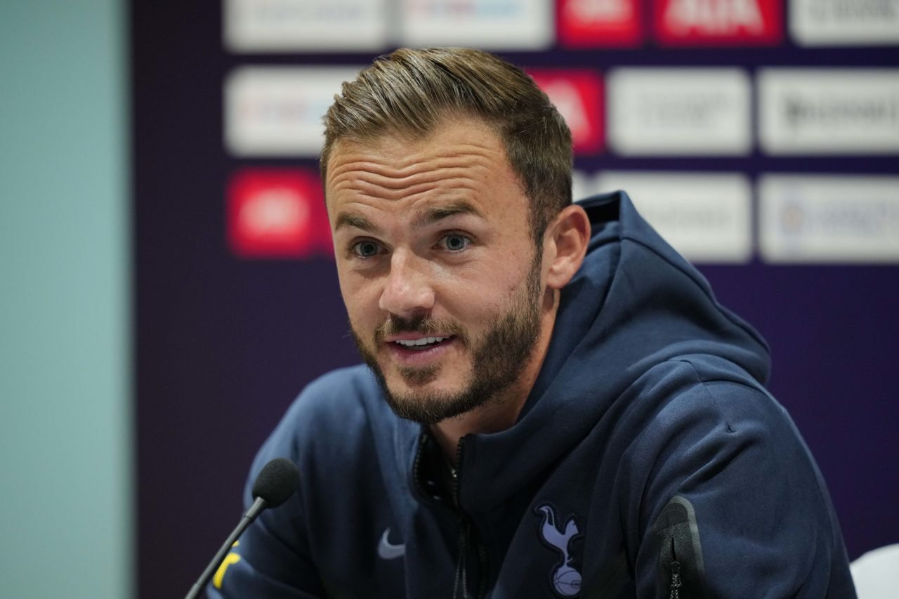 James Maddison of Tottenham Hotspur during the pre-match press conference between Tottenham Hotspur and Leicester City, pre-season friendly footbal...