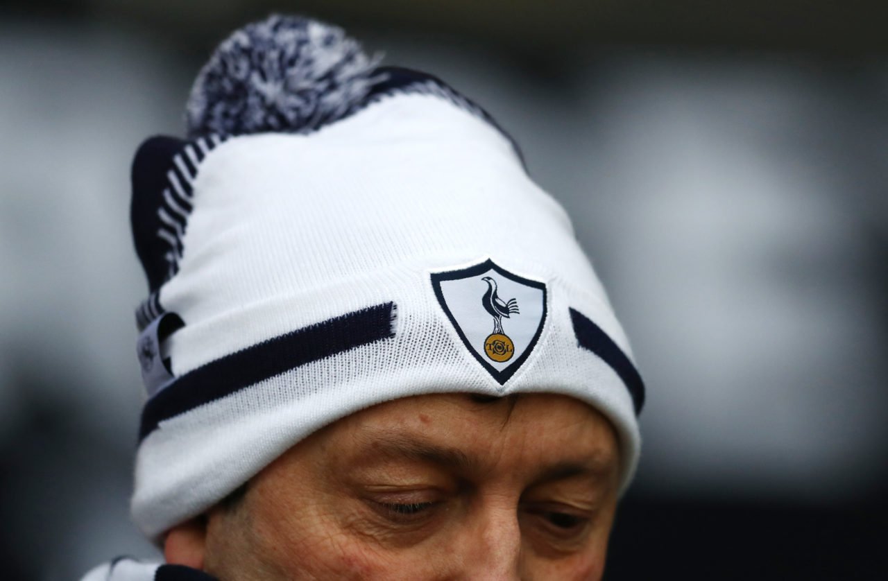 A Tottenham Hotspur fan wearing a hat with the club badge on during The Emirates FA Cup Quarter Final match between Swansea City and Tottenham Hots...