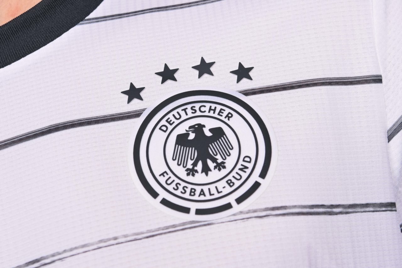 A detail shot of the badge of Germany during the official UEFA Euro 2020 media access day on June 12, 2021 in Herzogenaurach, Germany.
