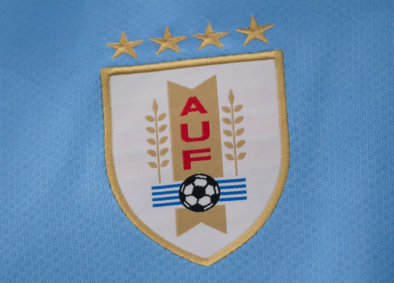 The Uruguay badge on a shirt before the FIFA World Cup Qatar 2022 Group H match between Portugal and Uruguay at Lusail Stadium on November 28, 2022...