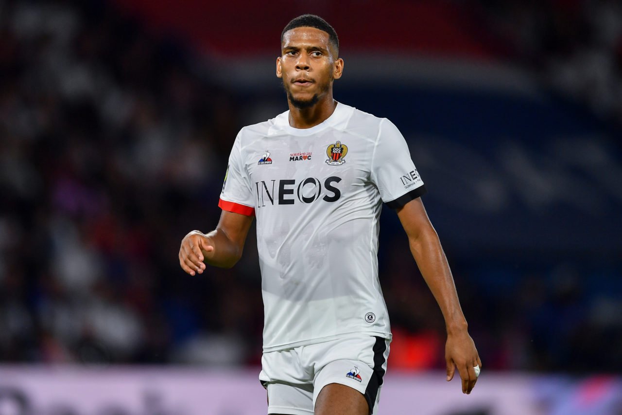 Jean Clair Todibo of Nice looks on during the Ligue 1 Uber Eats match between Paris Saint-Germain and OGC Nice at Parc des Princes on September 15,...