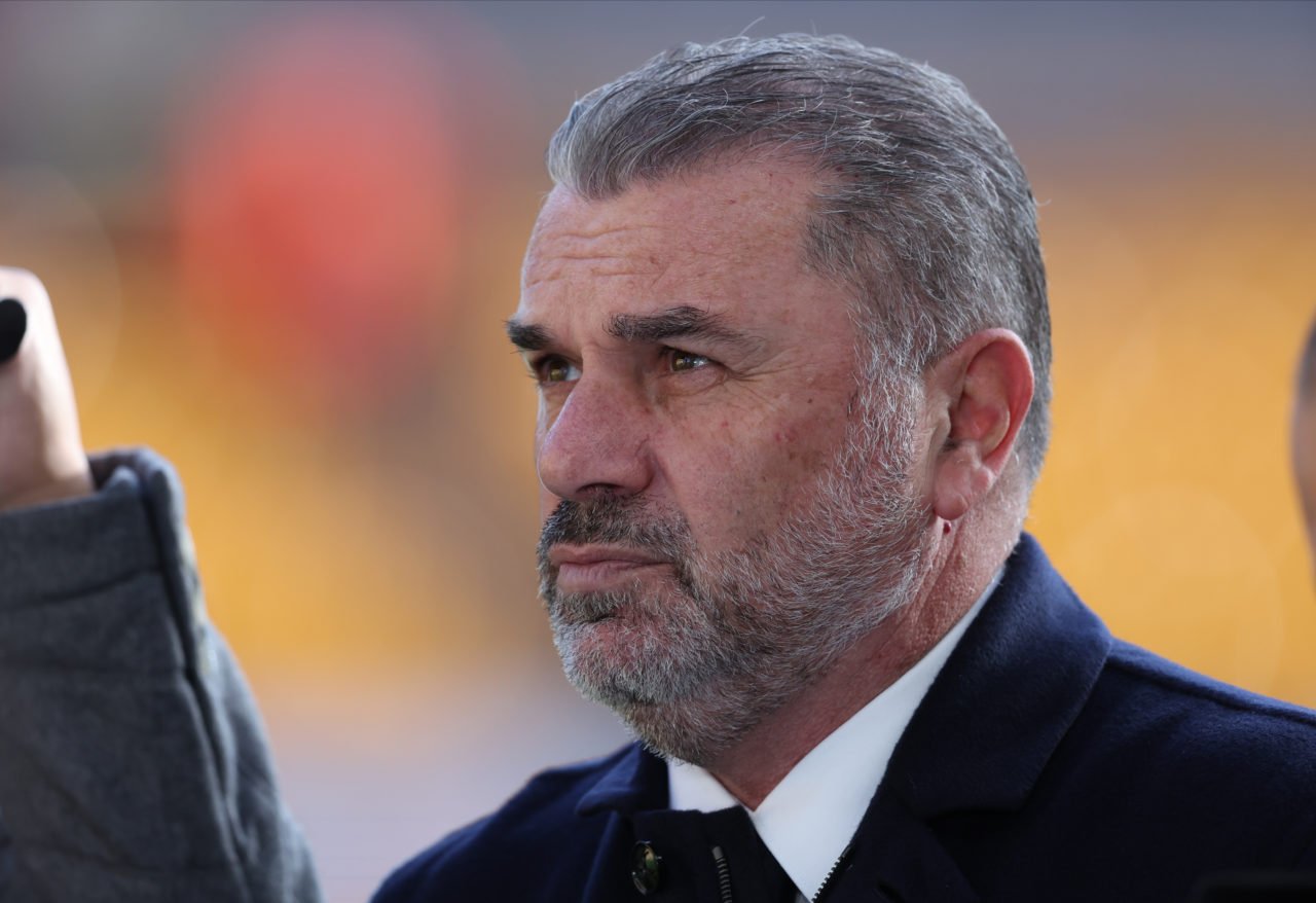 Ange Postecoglou, Manager of Tottenham Hotspur on the side line before the Premier League match between Wolverhampton Wanderers and Tottenham Hotsp...
