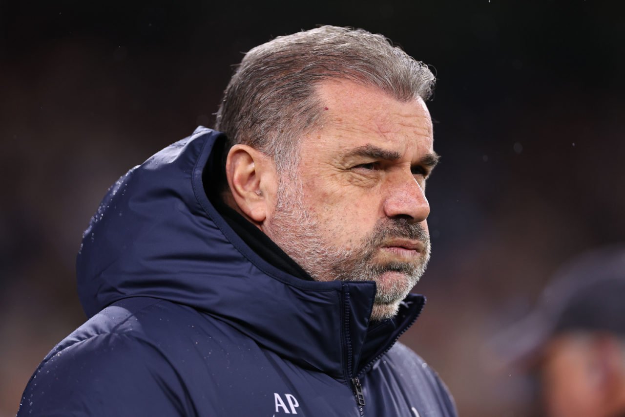 Ange Postecoglou the head coach / manager of Tottenham Hotspurduring the Premier League match between Manchester City and Tottenham Hotspur at Etih...