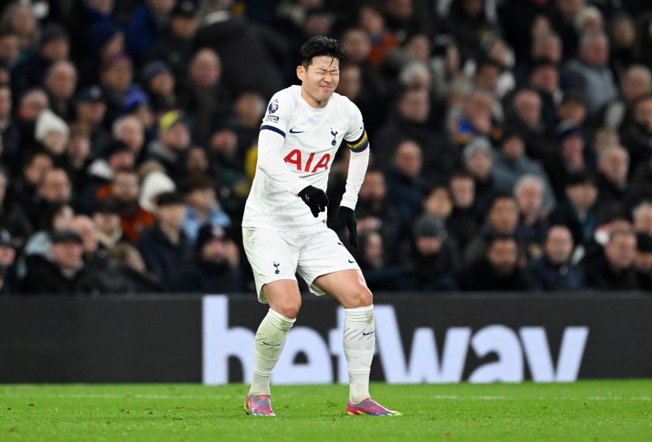Son Heung-Min of Tottenham Hotspur reacts during the Premier League match between Tottenham Hotspur and West Ham United at Tottenham Hotspur Stadiu...