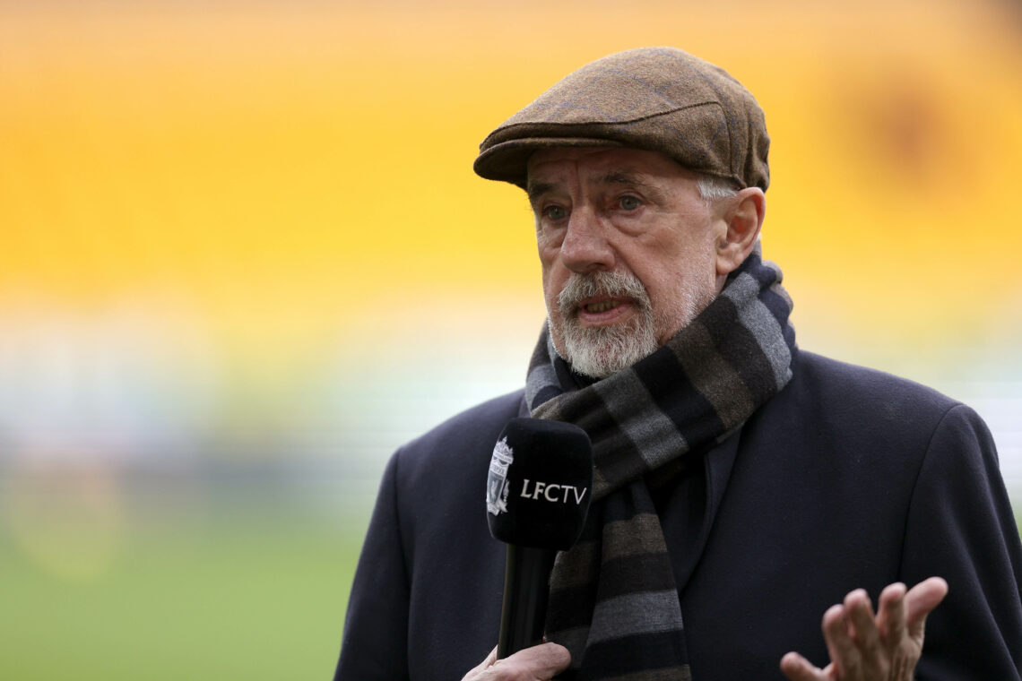Liverpool TV pundit Mark Lawrenson looks on before the Premier League match between Wolverhampton Wanderers and Liverpool FC at Molineux on Februar...