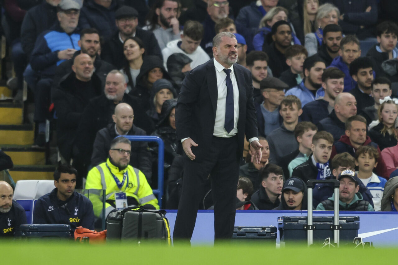 Head Coach Ange Postecoglou of Tottenham Hotspur during the Premier League match between Chelsea FC and Tottenham Hotspur at Stamford Bridge on May...