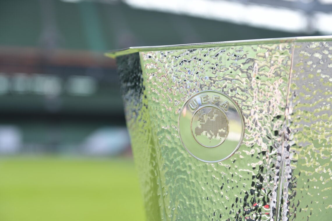 A general view of the UEFA Europa League Trophy ahead of the UEFA Europa League 2023/24 final match between Atalanta BC and Bayer 04 Leverkusen at ...