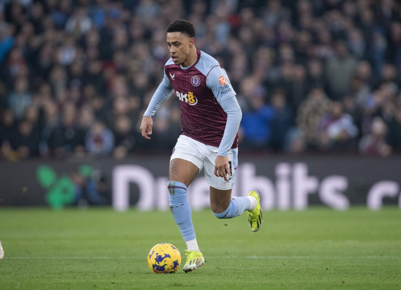 Jacob Ramsey of Aston Villa in action during the Premier League match between Aston Villa and Manchester United at Villa Park on February 11, 2024 ...