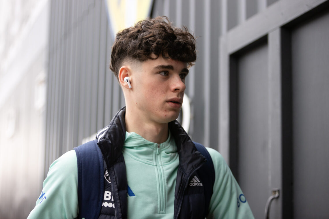 Archie Gray of Leeds United is arriving before the SkyBet Championship match between Leeds United and Blackburn Rovers at Elland Road in Leeds, on ...