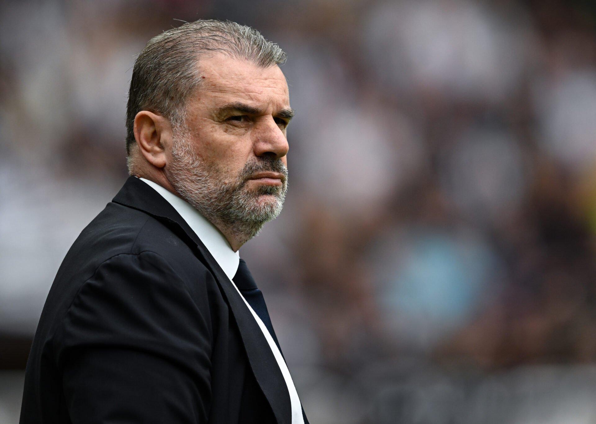 Tottenham Hotspur manager Ange Postecoglou looks on during the Premier League match between Newcastle United and Tottenham Hotspur at St. James Par...