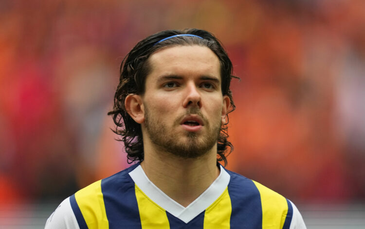 Ferdi Kadioglu of Fenerbahce looks on during the Turkish Super League match between Galatasaray and Fenerbahce at Rams Park on May 19, 2024 in Ista...