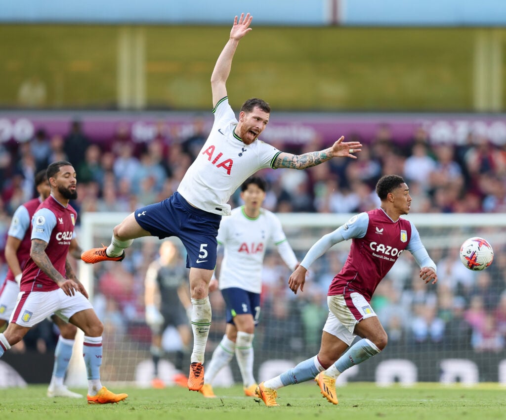 Jacob Ramsey of Aston Villa in action during the Premier League match between Aston Villa and Tottenham Hotspur at Villa Park on May 13, 2023 in Bi...