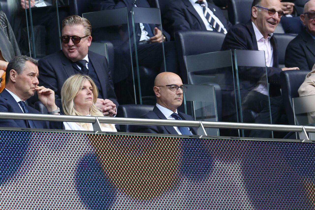 Tottenham Hotspur chairperson Daniel Levy watches on during the Premier League match between Tottenham Hotspur and Brentford FC at Tottenham Hotspu...