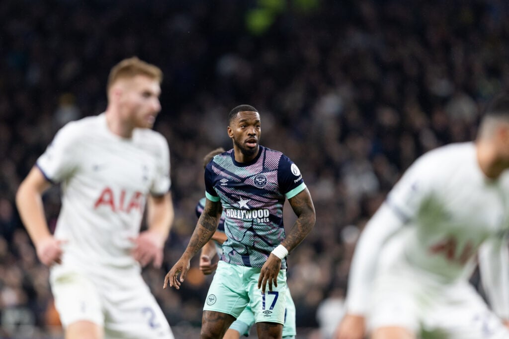 Ivan Toney of Brentford looks on during the Premier League match between Tottenham Hotspur and Brentford FC at Tottenham Hotspur Stadium on January...