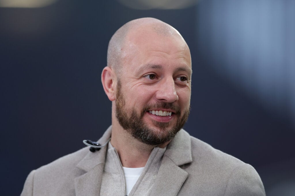 TNT pundit, Alan Hutton looks on prior to the UEFA Europa Conference League 2023/24 Semi-Final first leg match between Aston Villa and Olympiacos F...