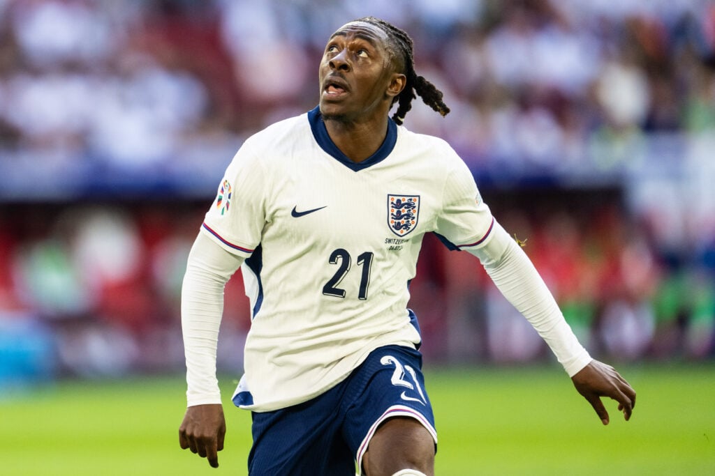 Eberechi Eze of England runs during the UEFA EURO 2024 quarter-final match between England and Switzerland at Düsseldorf Arena on July 06, 2024 in ...