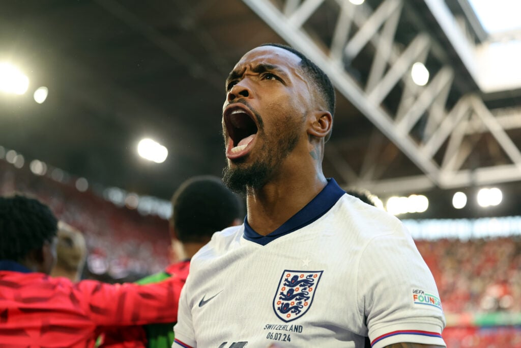 Ivan Toney of England celebrates afte England win a penalty shoot out during the UEFA EURO 2024 quarter-final match between England and Switzerland...