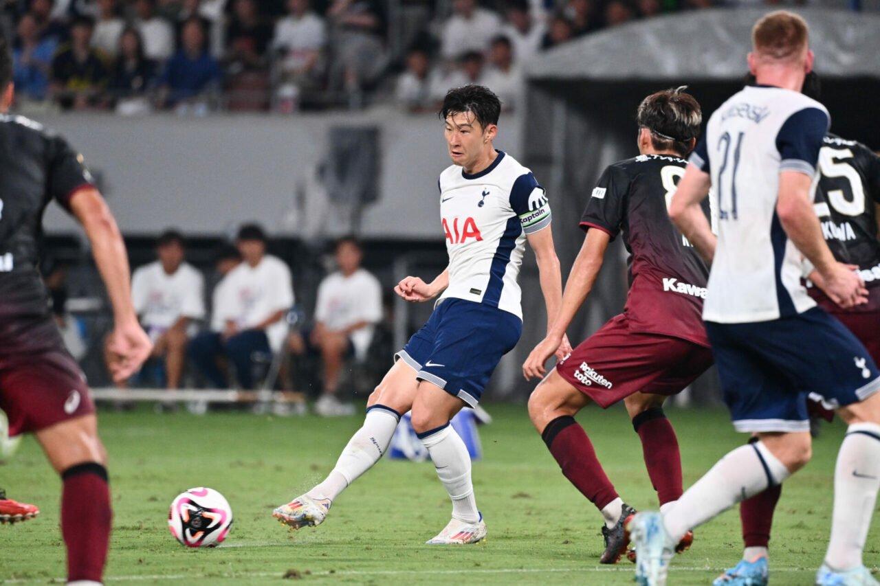 Heung-Min Son of Tottenham Hotspur FC in action during the J.LEAGUE World Challenge powered by docomo match between Vissel Kobe and Tottenham Hotsp...