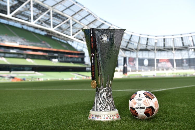 A general view of the UEFA Europa League Trophy ahead of the UEFA Europa League 2023/24 final match between Atalanta BC and Bayer 04 Leverkusen at ...