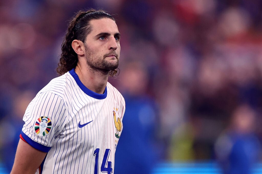 Adrien Rabiot of France looks on during the UEFA EURO 2024 semi-final match between Spain and France at Munich Football Arena on July 9, 2024 in Mu...