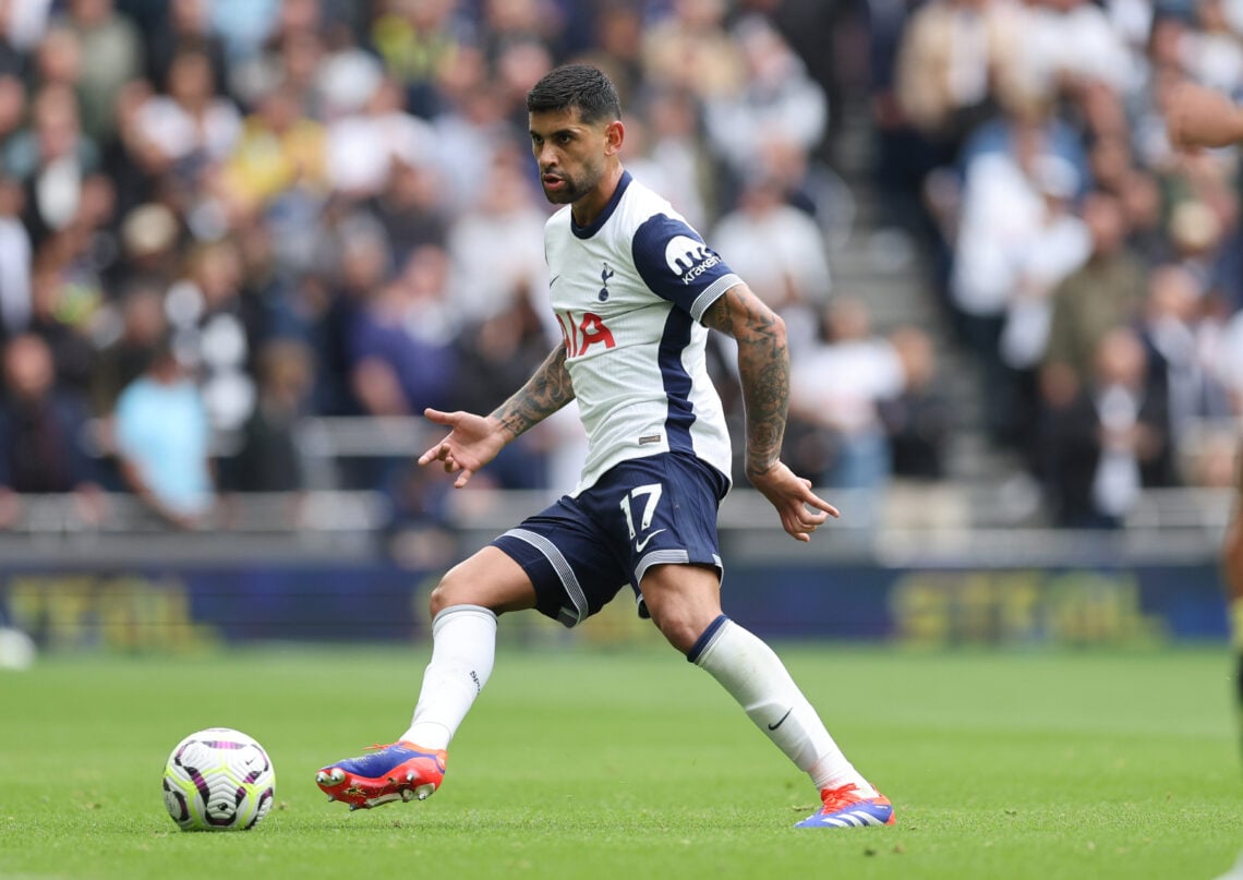 Cristian Romero of Tottenham Hotspur  during the Premier League match between Tottenham Hotspur FC and Everton FC at Tottenham Hotspur Stadium on A...